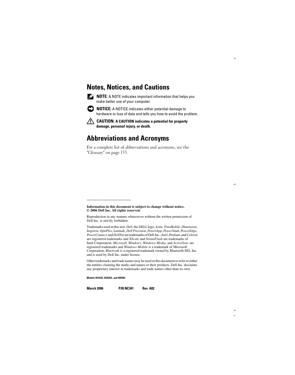 Abbreviations and acronyms | Dell X51 User Manual | Page 2 / 142