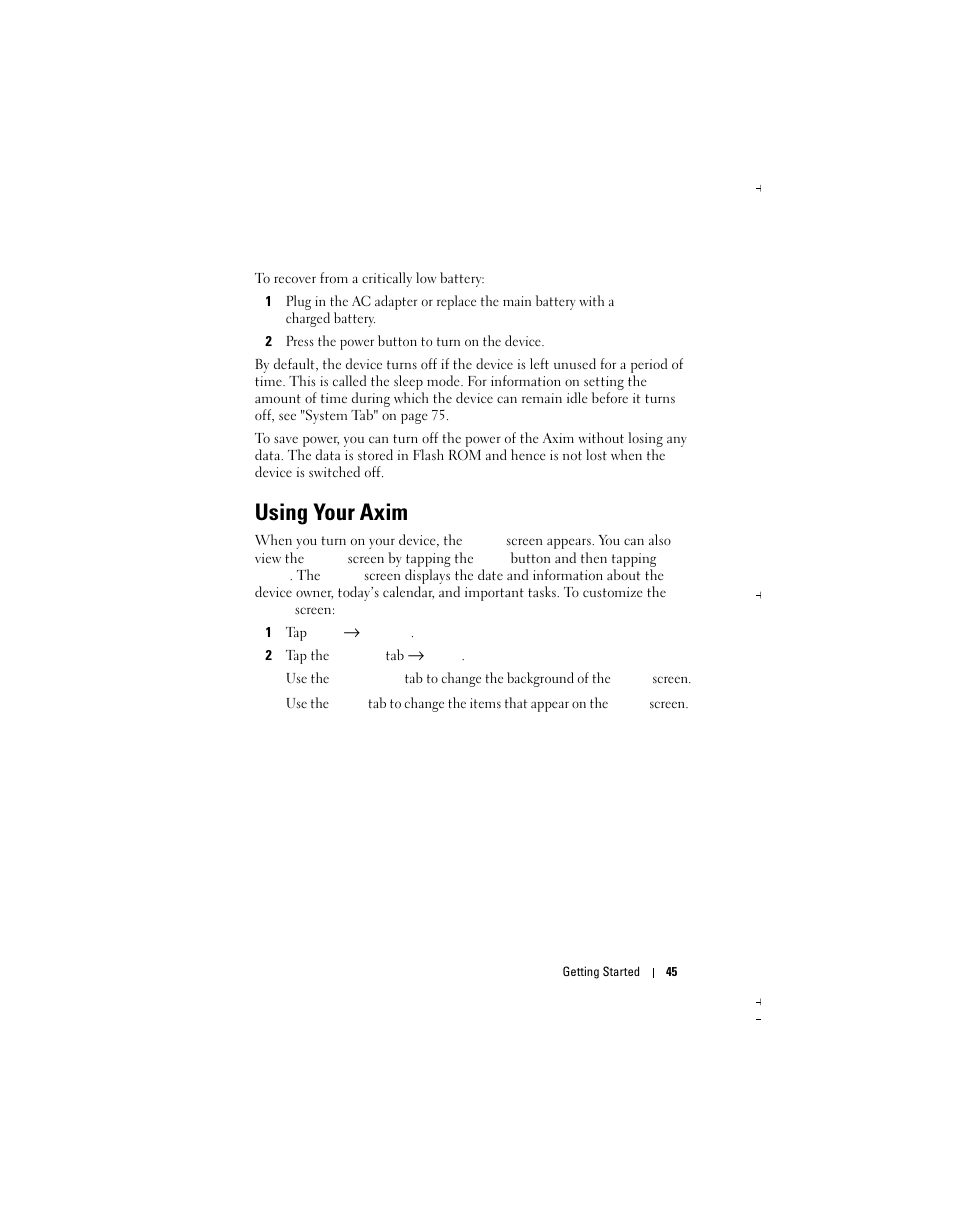 Using your axim | Dell X51 User Manual | Page 45 / 142