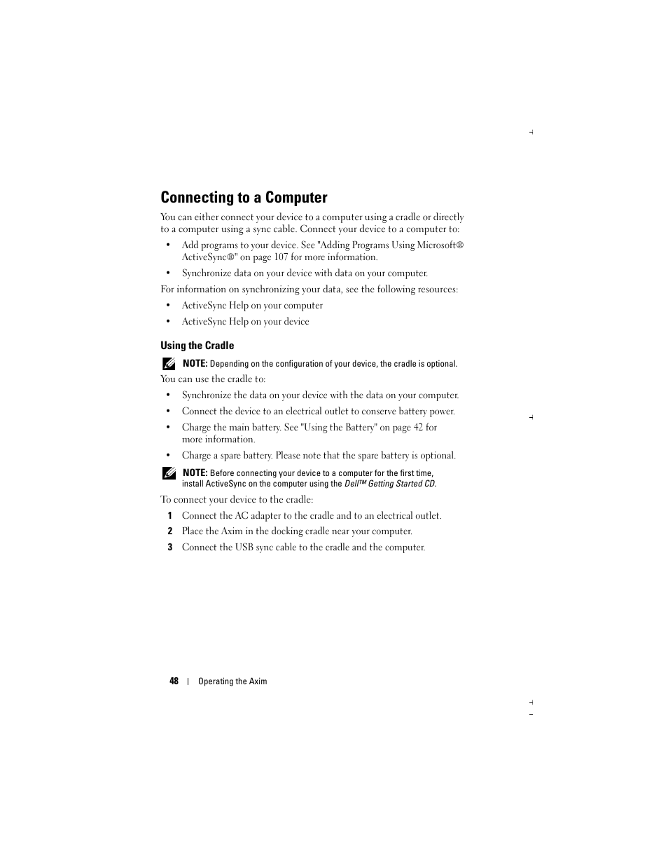 Connecting to a computer | Dell X51 User Manual | Page 48 / 142