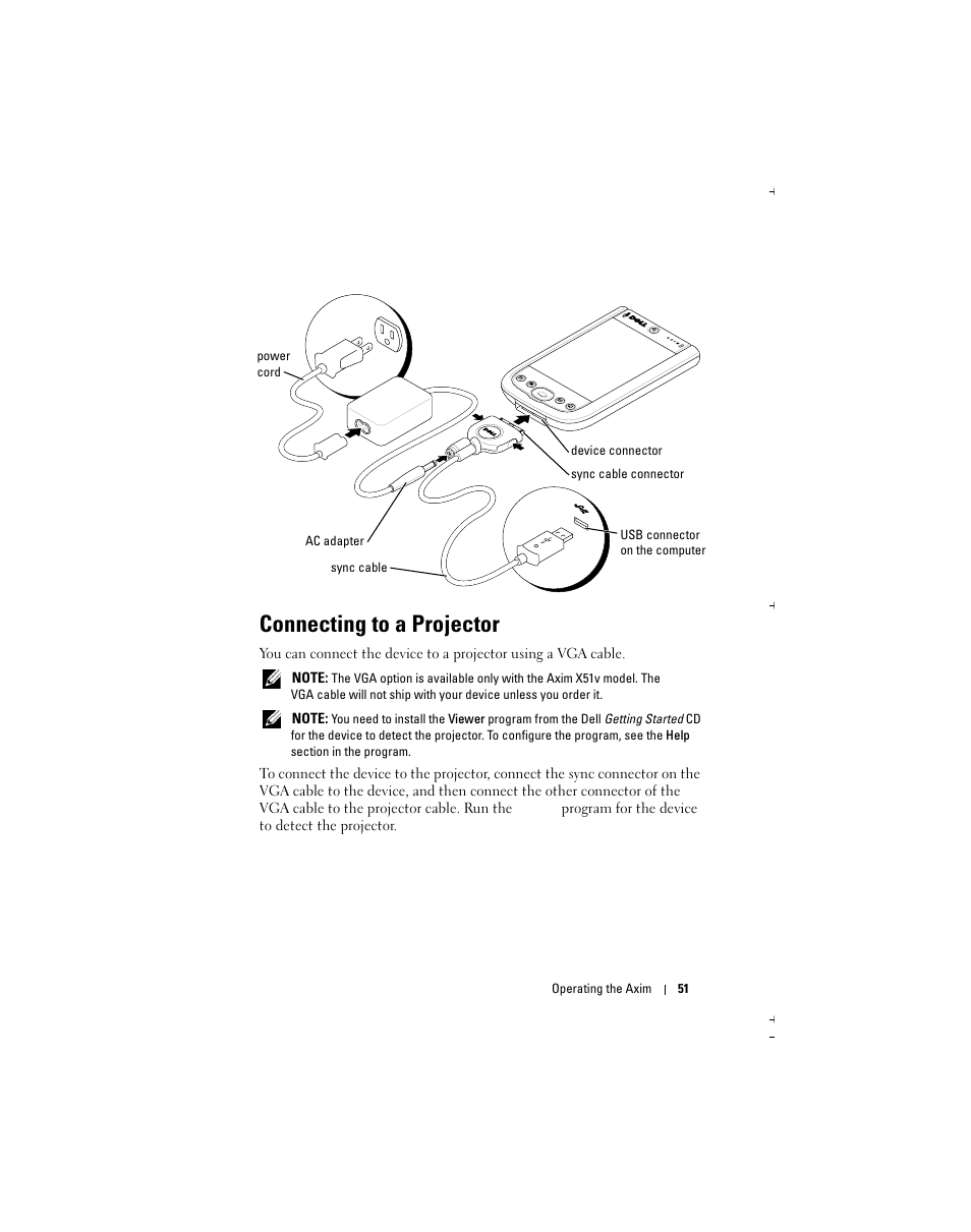 Connecting to a projector | Dell X51 User Manual | Page 51 / 142