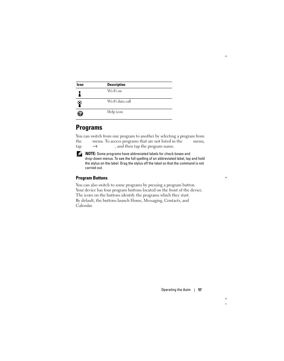 Programs | Dell X51 User Manual | Page 57 / 142