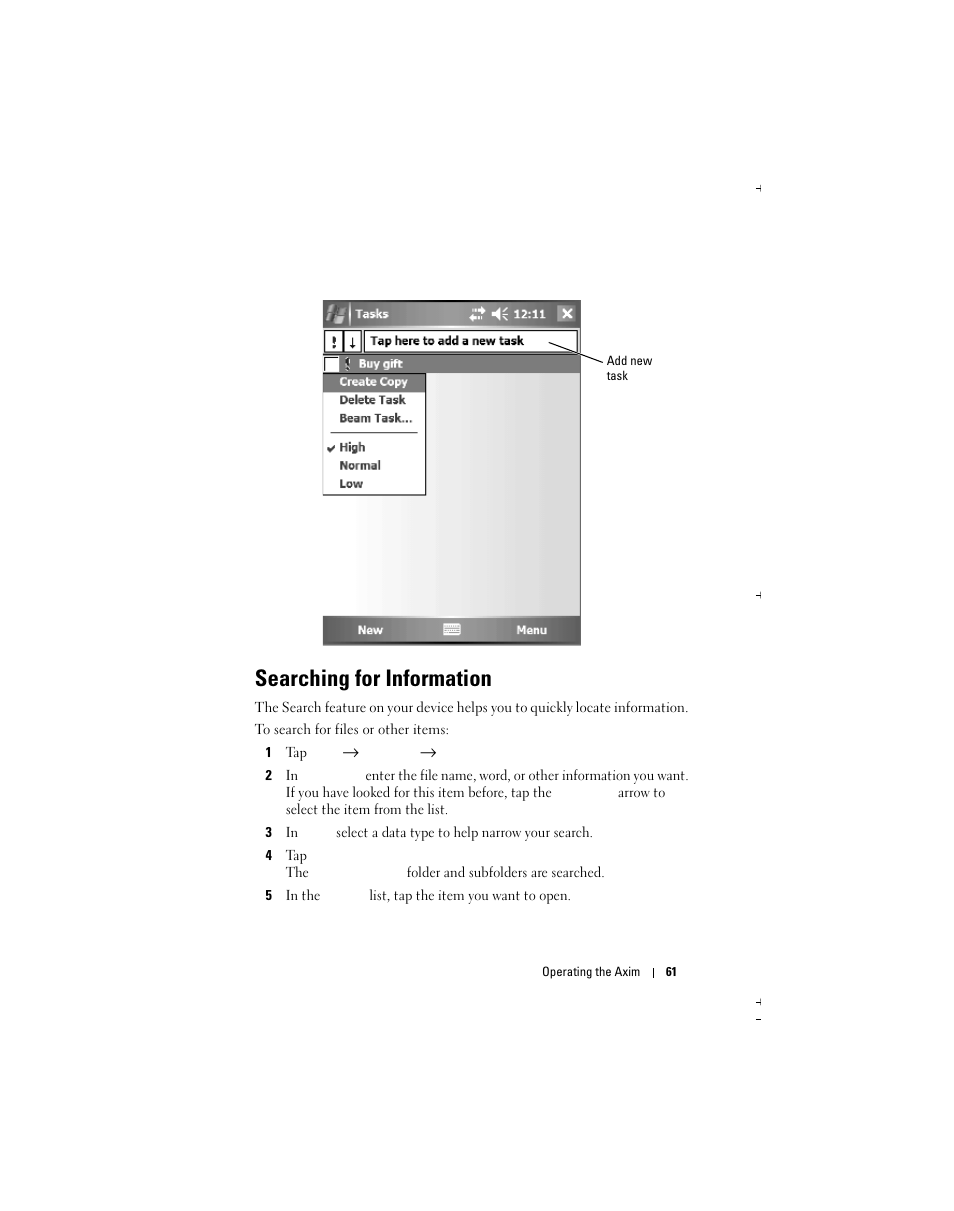 Searching for information | Dell X51 User Manual | Page 61 / 142