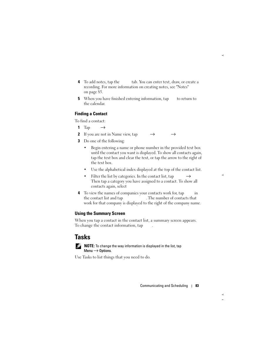 Tasks | Dell X51 User Manual | Page 83 / 142