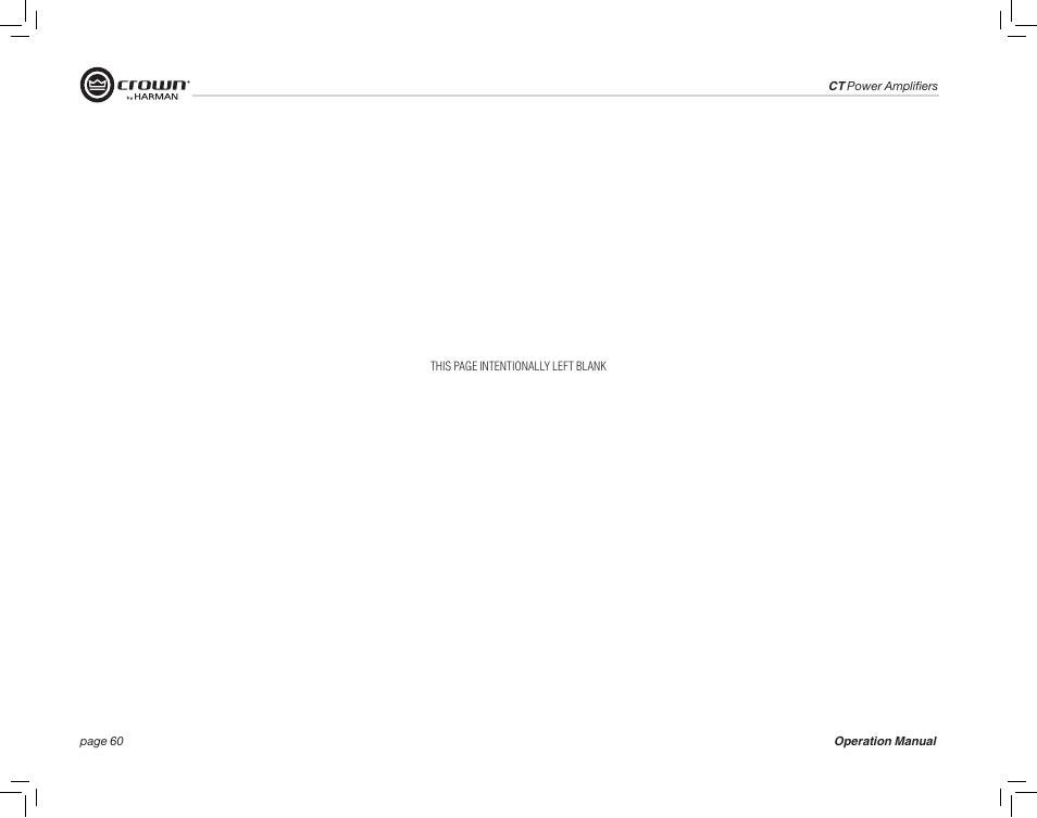 Crown Audio CT875 8-Channel Rackmount Power Amplifier (75W/Channel @ 8 Ohms) User Manual | Page 60 / 64