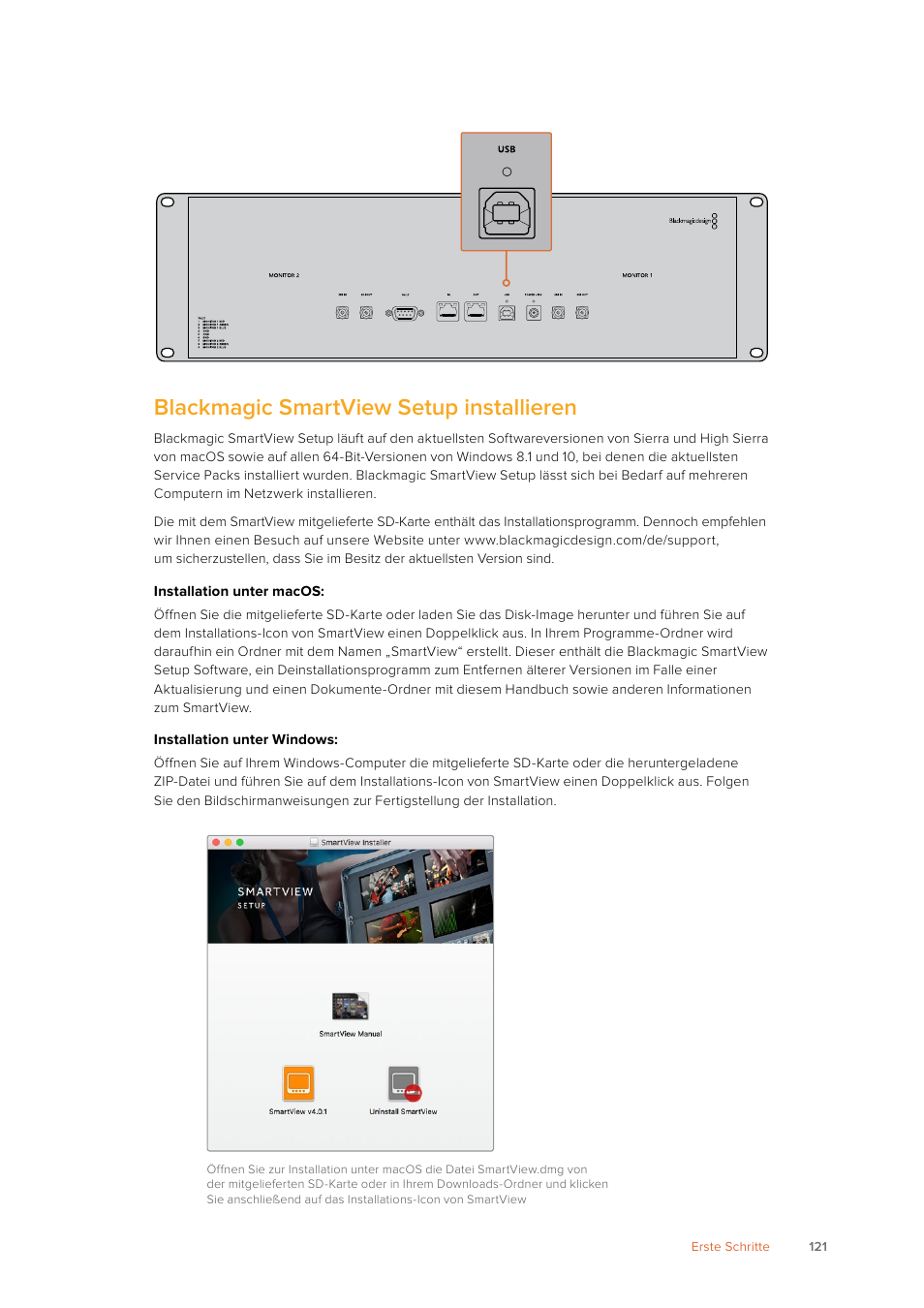 Blackmagic smartview setup installieren | Blackmagic Design SmartView 4K 2 15.6" DCI 4K Broadcast Monitor (6 RU) User Manual | Page 121 / 419