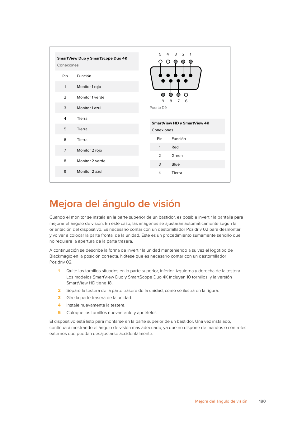 Mejora del ángulo de visión | Blackmagic Design SmartView 4K 2 15.6" DCI 4K Broadcast Monitor (6 RU) User Manual | Page 180 / 419