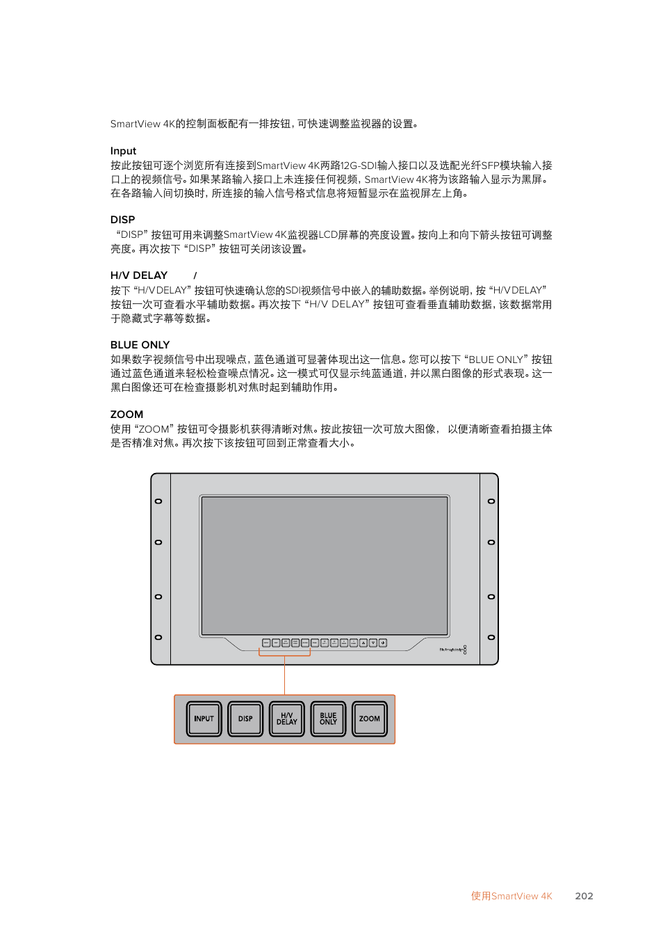 控制面板按钮 | Blackmagic Design SmartView 4K 2 15.6" DCI 4K Broadcast Monitor (6 RU) User Manual | Page 202 / 419