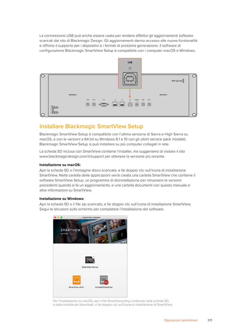 Installare blackmagic smartview setup | Blackmagic Design SmartView 4K 2 15.6" DCI 4K Broadcast Monitor (6 RU) User Manual | Page 311 / 419