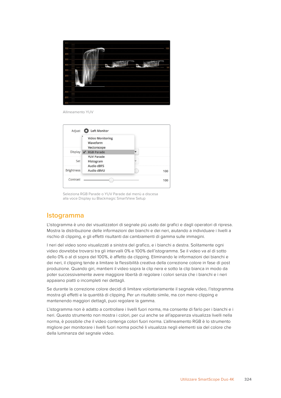 Istogramma | Blackmagic Design SmartView 4K 2 15.6" DCI 4K Broadcast Monitor (6 RU) User Manual | Page 324 / 419