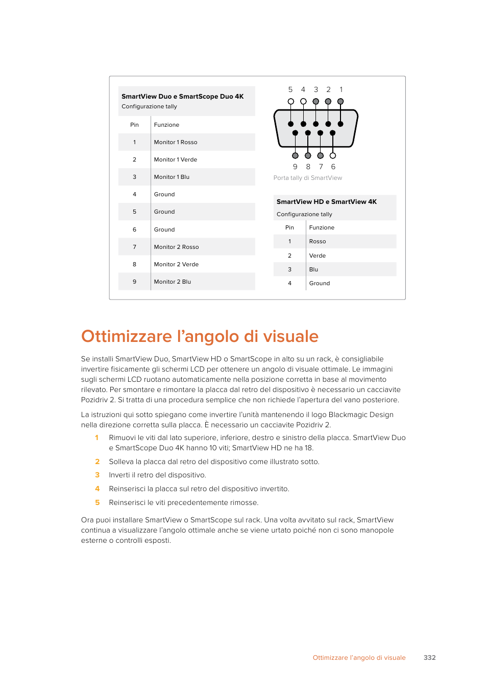 Ottimizzare l’angolo di visuale | Blackmagic Design SmartView 4K 2 15.6" DCI 4K Broadcast Monitor (6 RU) User Manual | Page 332 / 419