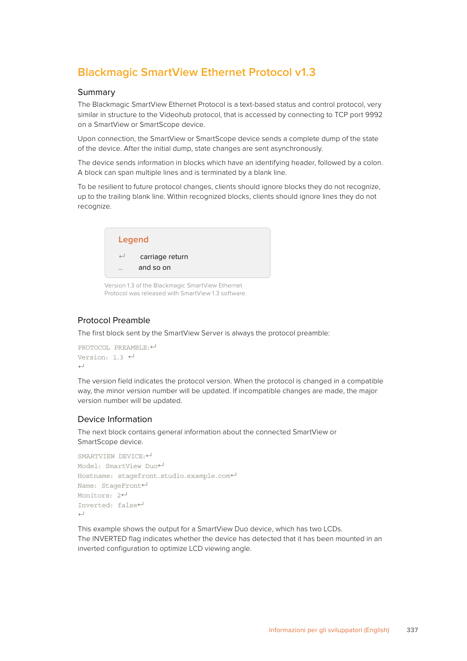 Blackmagic smartview ethernet protocol v1.3 | Blackmagic Design SmartView 4K 2 15.6" DCI 4K Broadcast Monitor (6 RU) User Manual | Page 337 / 419