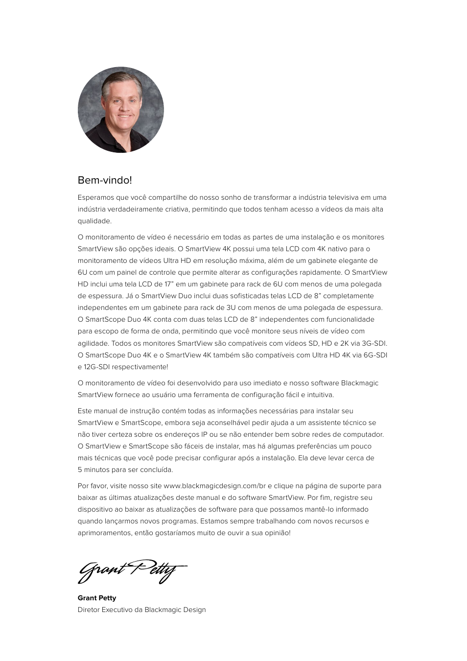 Português bem-vindo | Blackmagic Design SmartView 4K 2 15.6" DCI 4K Broadcast Monitor (6 RU) User Manual | Page 345 / 419