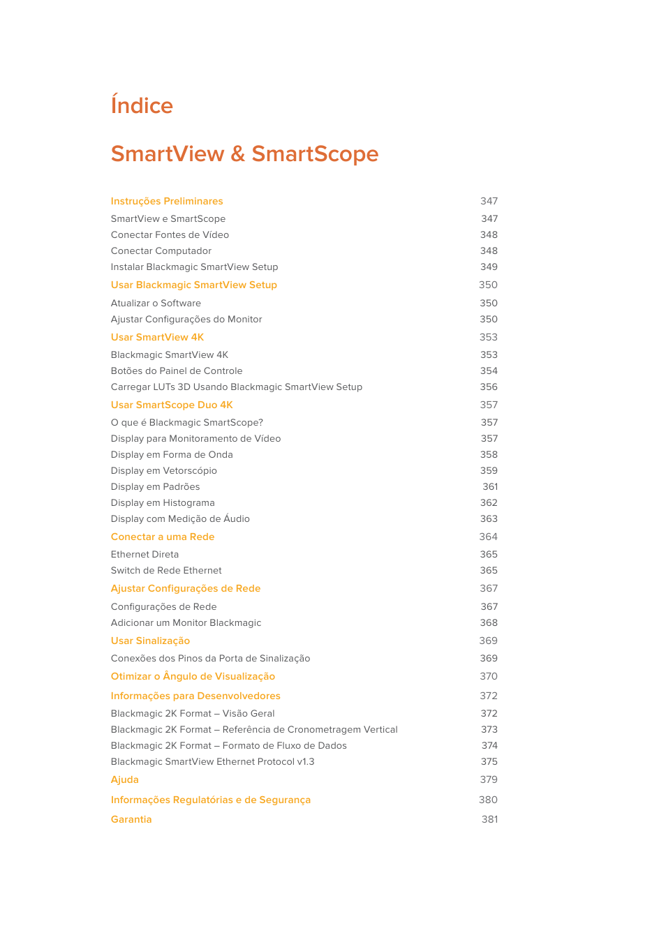 Índice smartview & smartscope | Blackmagic Design SmartView 4K 2 15.6" DCI 4K Broadcast Monitor (6 RU) User Manual | Page 346 / 419