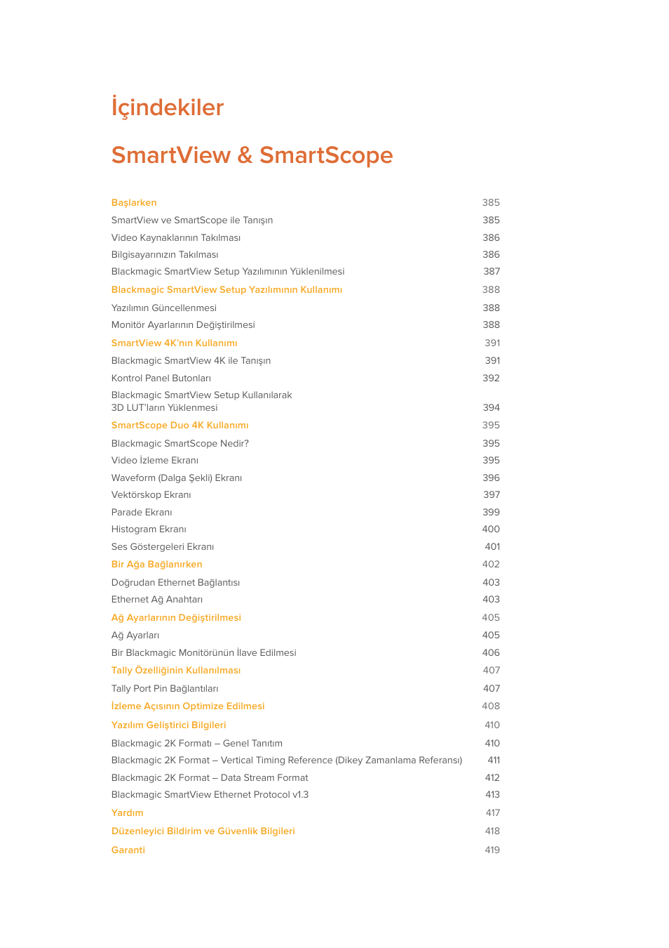 İçindekiler smartview & smartscope | Blackmagic Design SmartView 4K 2 15.6" DCI 4K Broadcast Monitor (6 RU) User Manual | Page 384 / 419