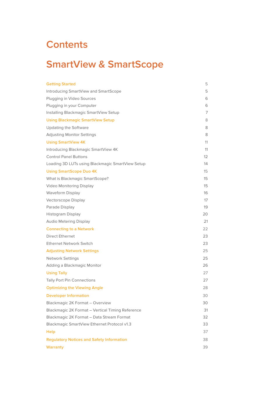 Contents smartview & smartscope | Blackmagic Design SmartView 4K 2 15.6" DCI 4K Broadcast Monitor (6 RU) User Manual | Page 4 / 419