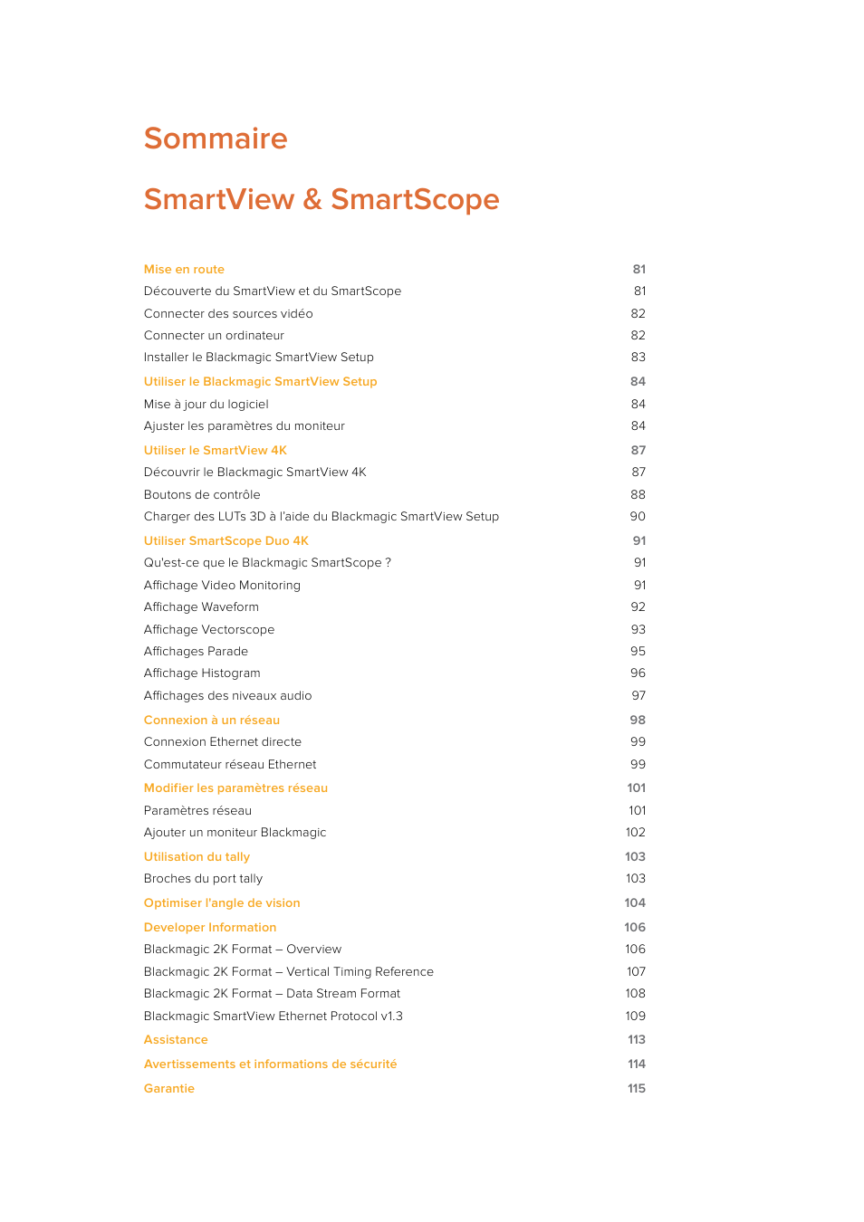 Sommaire, Smartview & smartscope | Blackmagic Design SmartView 4K 2 15.6" DCI 4K Broadcast Monitor (6 RU) User Manual | Page 80 / 419