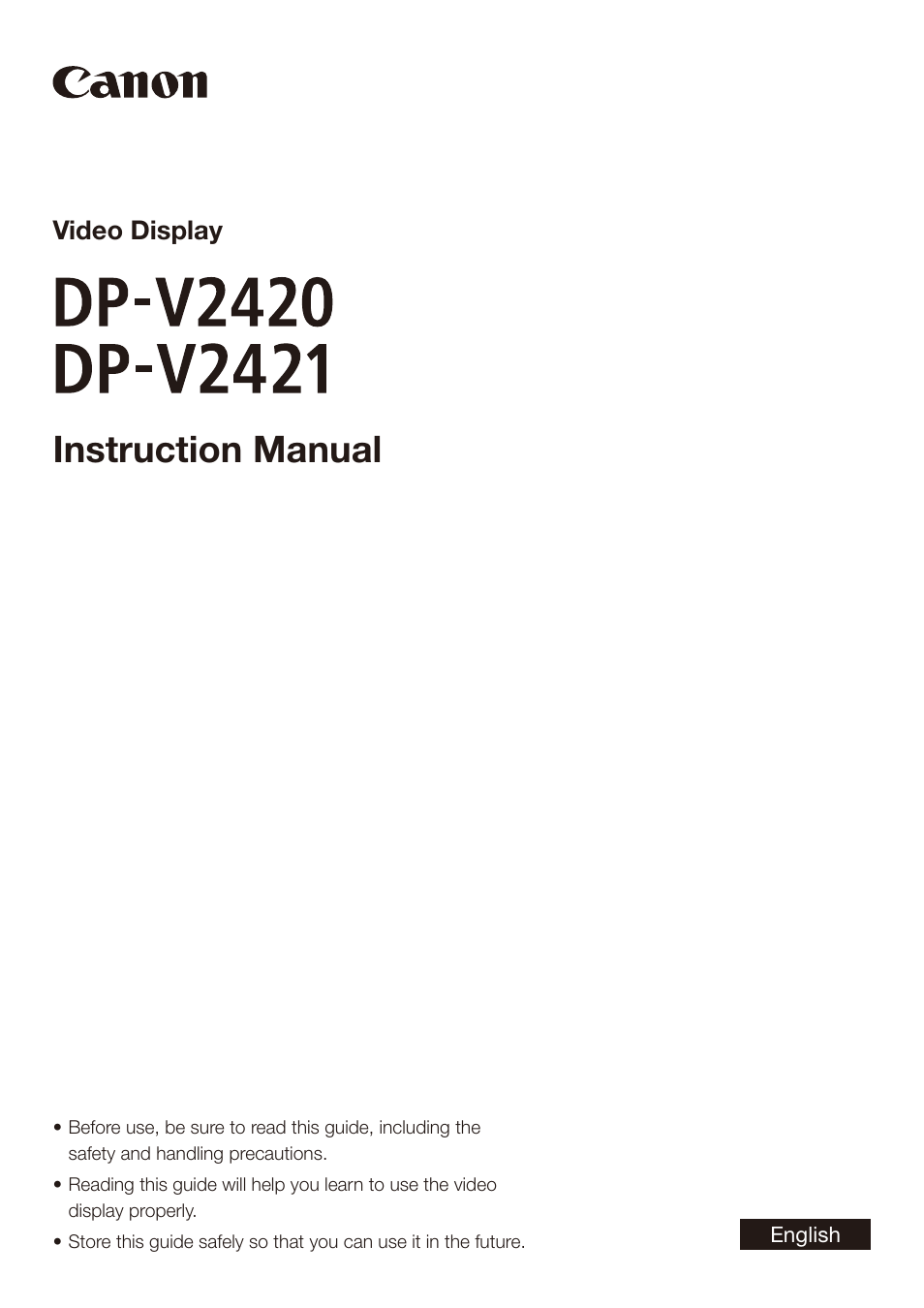 Canon DP-V2421 4K Reference Display User Manual | 147 pages