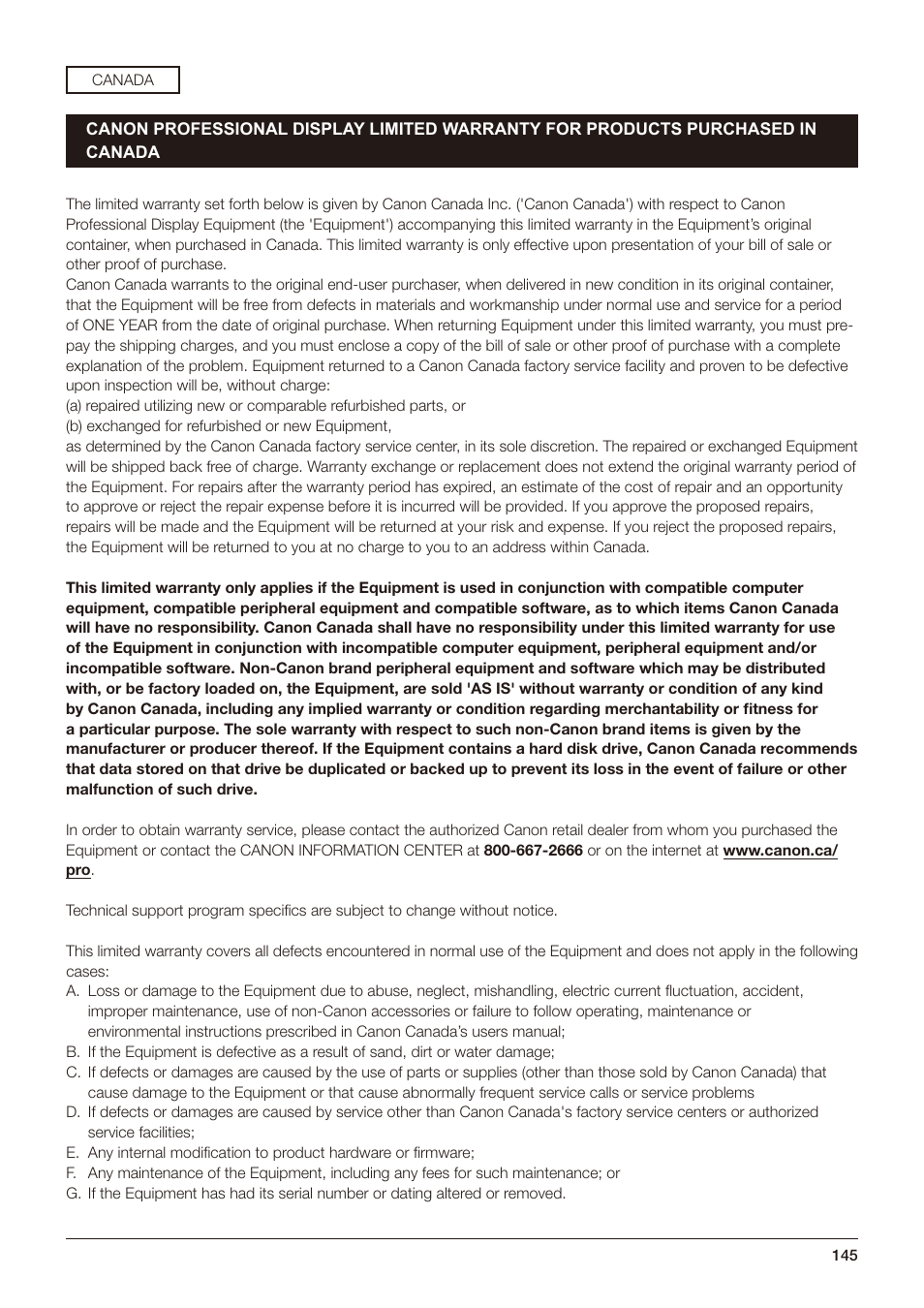 Canon DP-V2421 4K Reference Display User Manual | Page 145 / 147