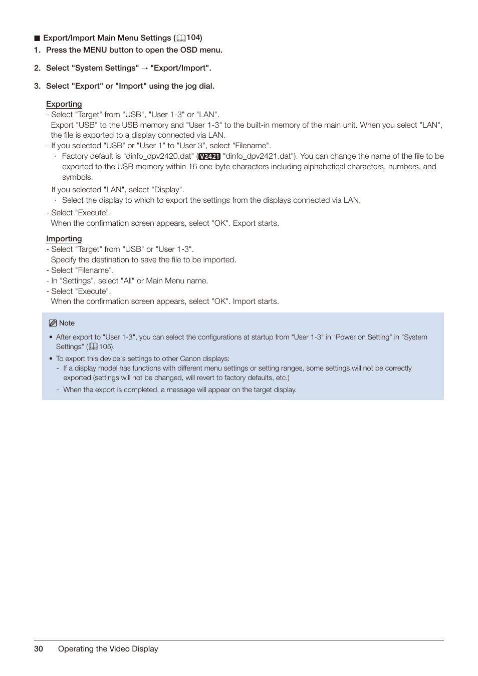 Canon DP-V2421 4K Reference Display User Manual | Page 30 / 147