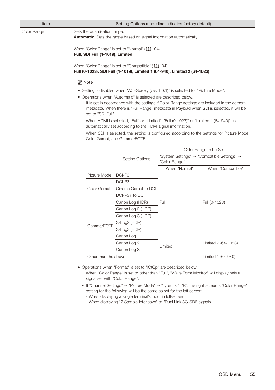 Canon DP-V2421 4K Reference Display User Manual | Page 55 / 147