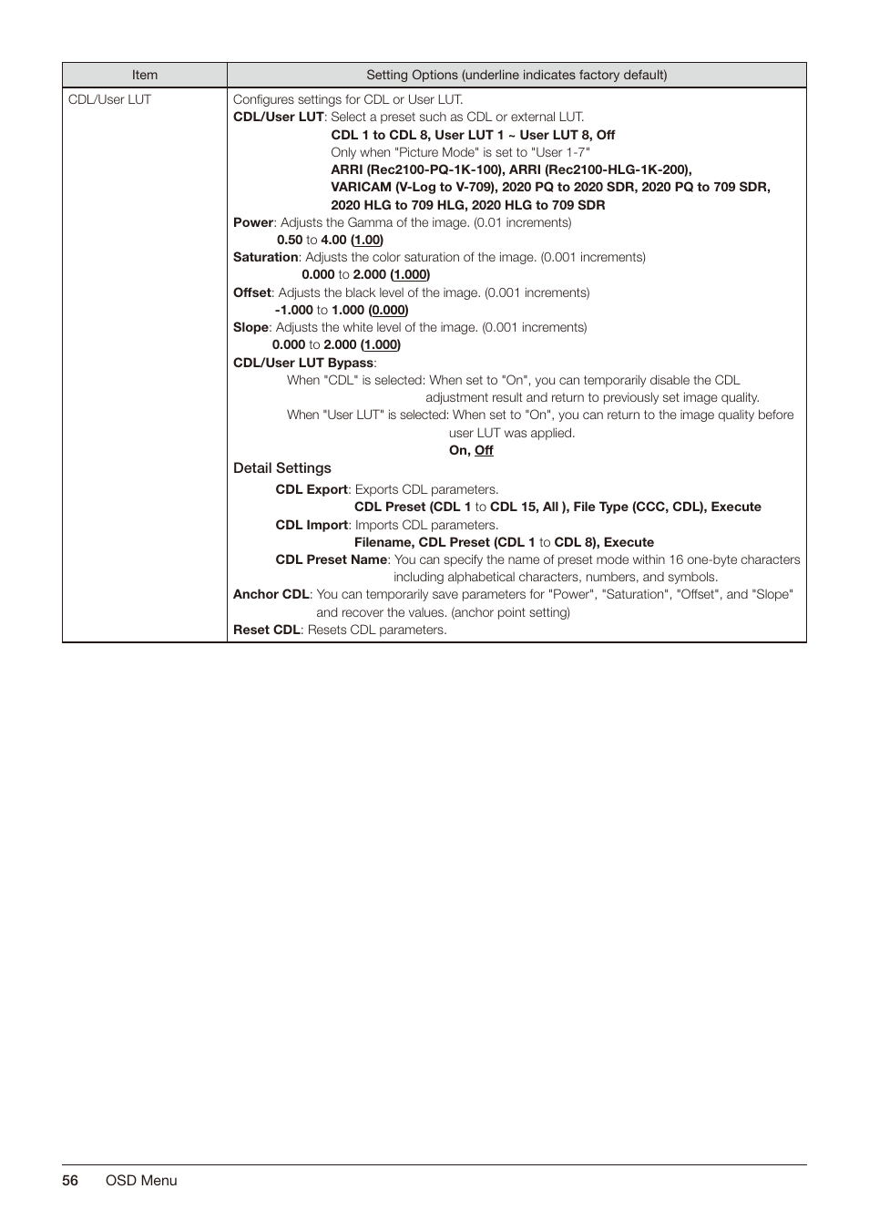 Canon DP-V2421 4K Reference Display User Manual | Page 56 / 147