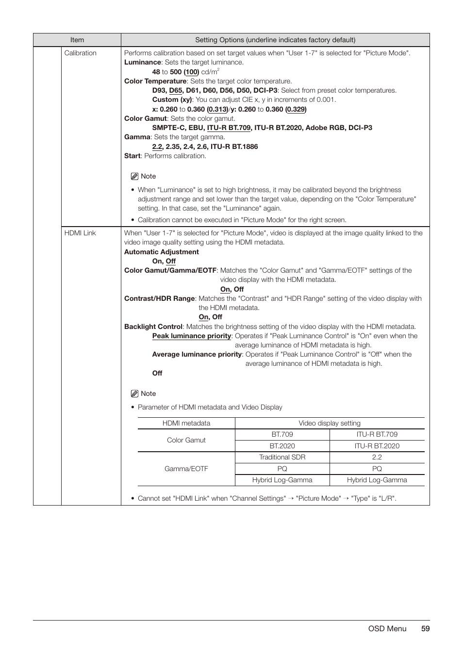 Canon DP-V2421 4K Reference Display User Manual | Page 59 / 147