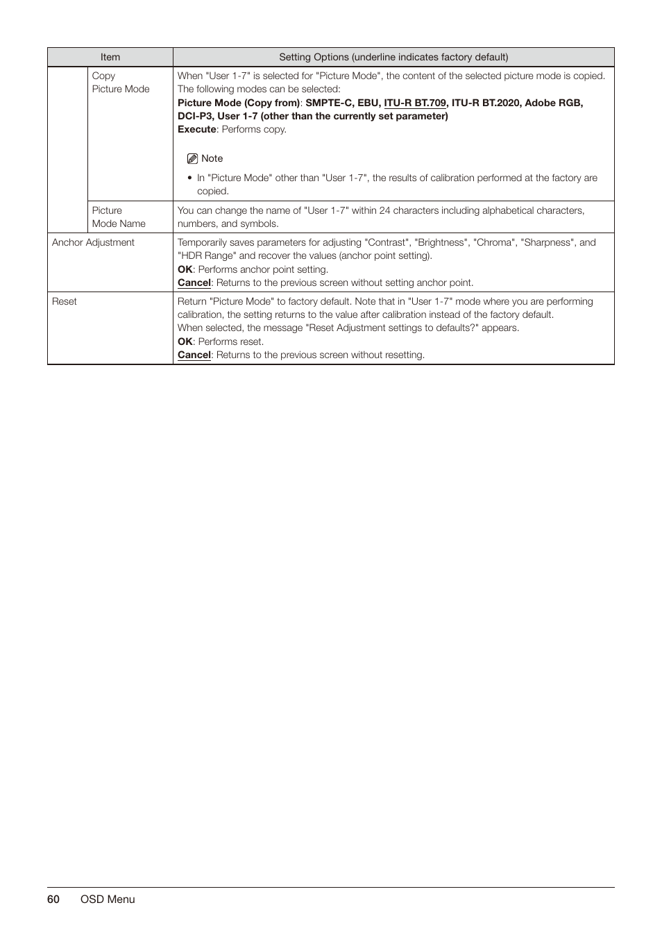 Canon DP-V2421 4K Reference Display User Manual | Page 60 / 147