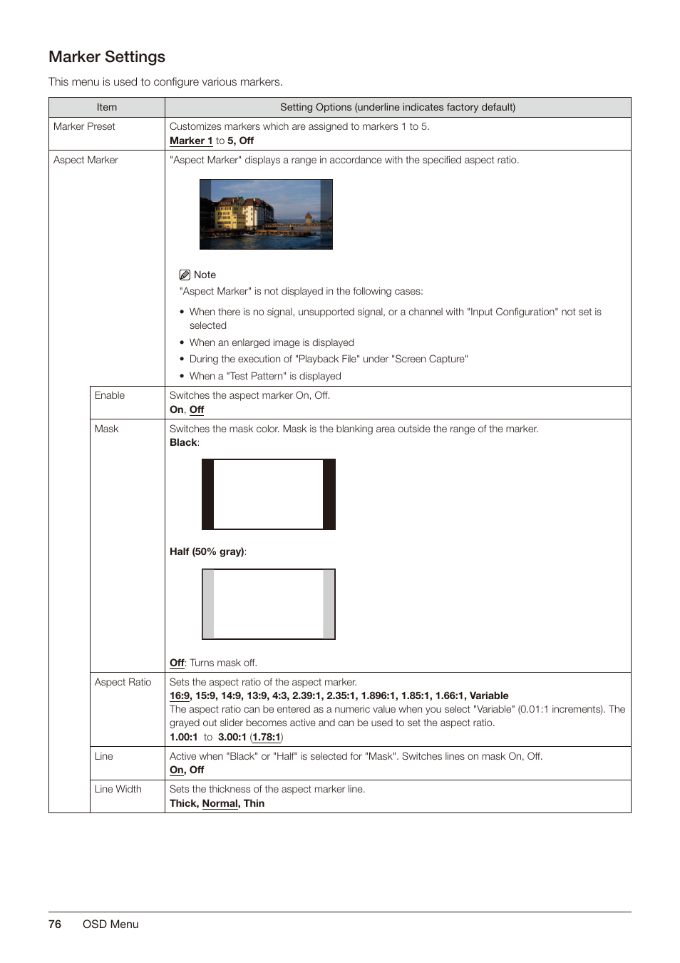 Marker settings | Canon DP-V2421 4K Reference Display User Manual | Page 76 / 147