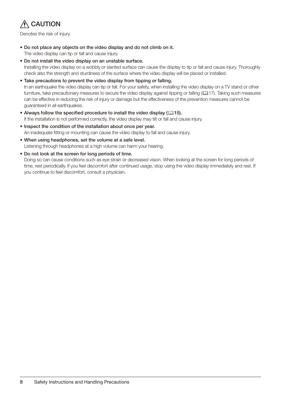 Caution | Canon DP-V2421 4K Reference Display User Manual | Page 8 / 147