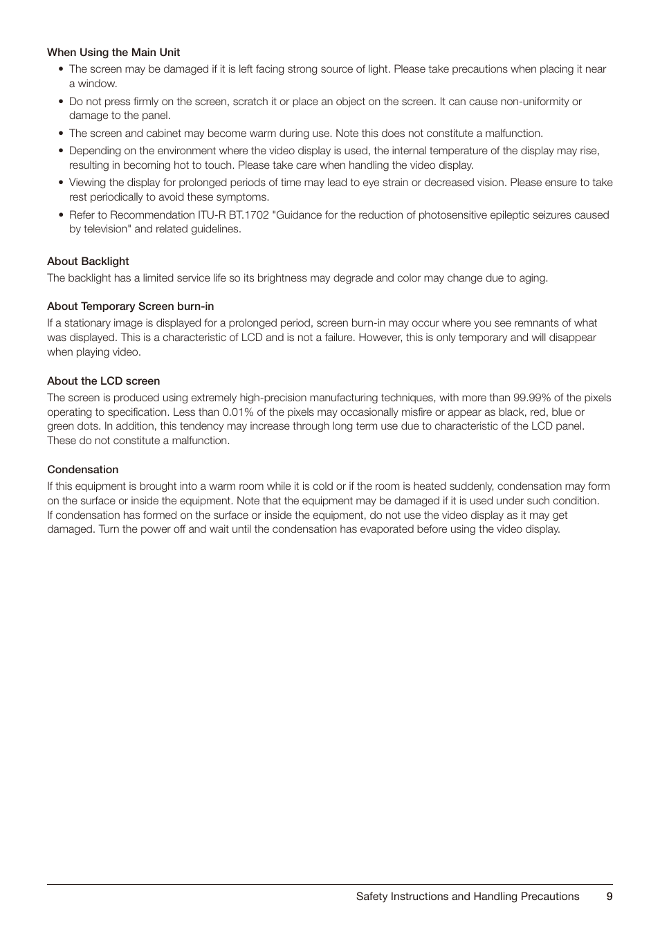 Canon DP-V2421 4K Reference Display User Manual | Page 9 / 147