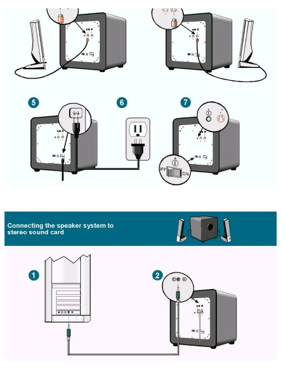 Connecting the speakers to your stereo sound card | Dell HARMAN/KARDO HK-595 User Manual | Page 9 / 18