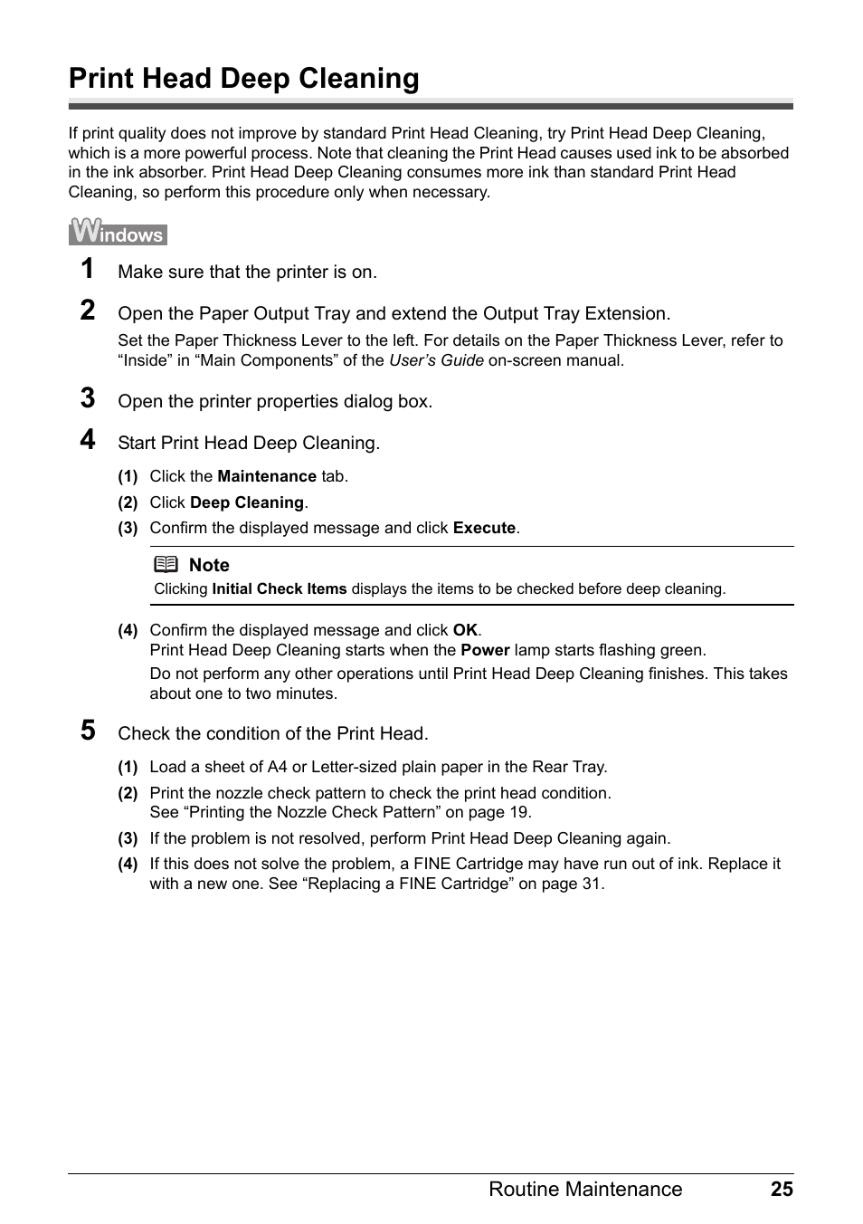 Print head deep cleaning | Canon PIXMA iP2600 User Manual | Page 29 / 72