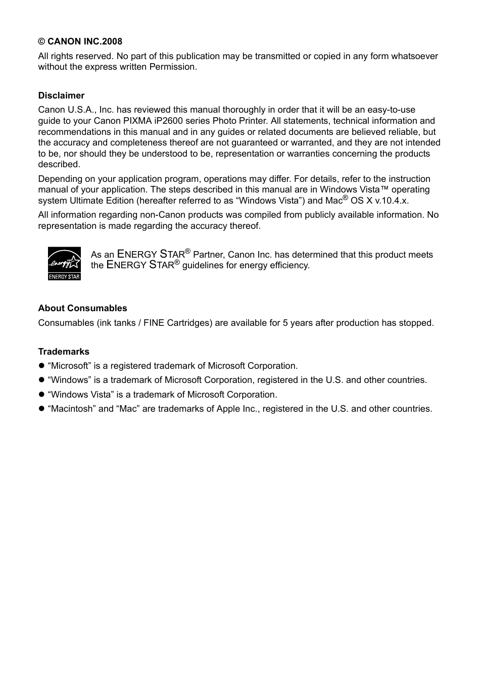 Canon PIXMA iP2600 User Manual | Page 4 / 72