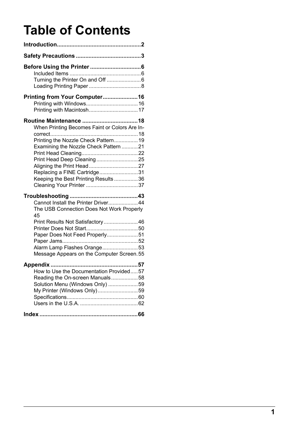 Canon PIXMA iP2600 User Manual | Page 5 / 72