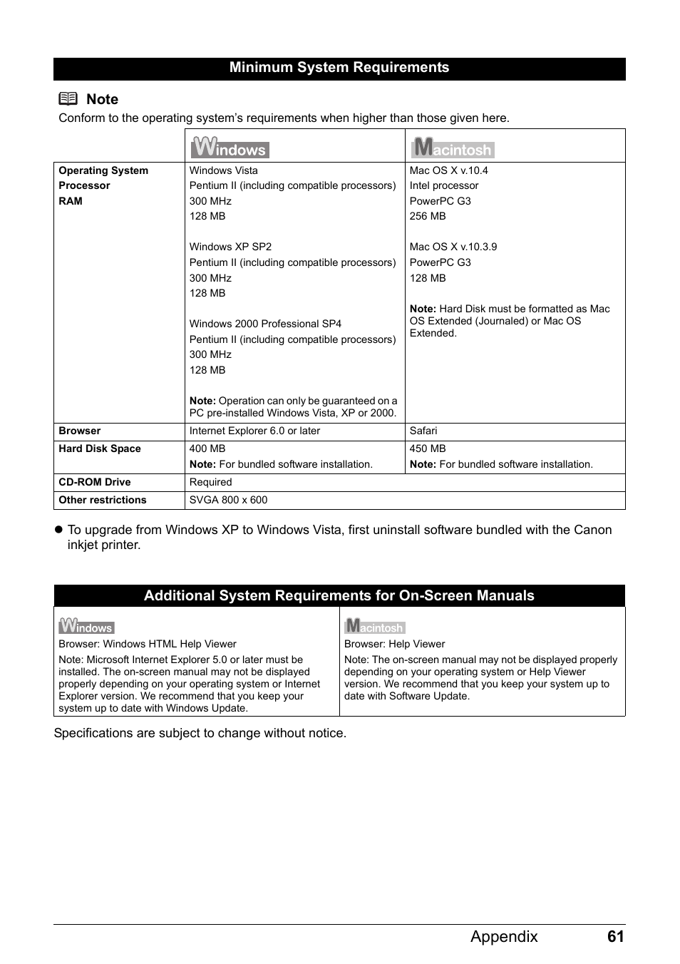 61 appendix | Canon PIXMA iP2600 User Manual | Page 65 / 72