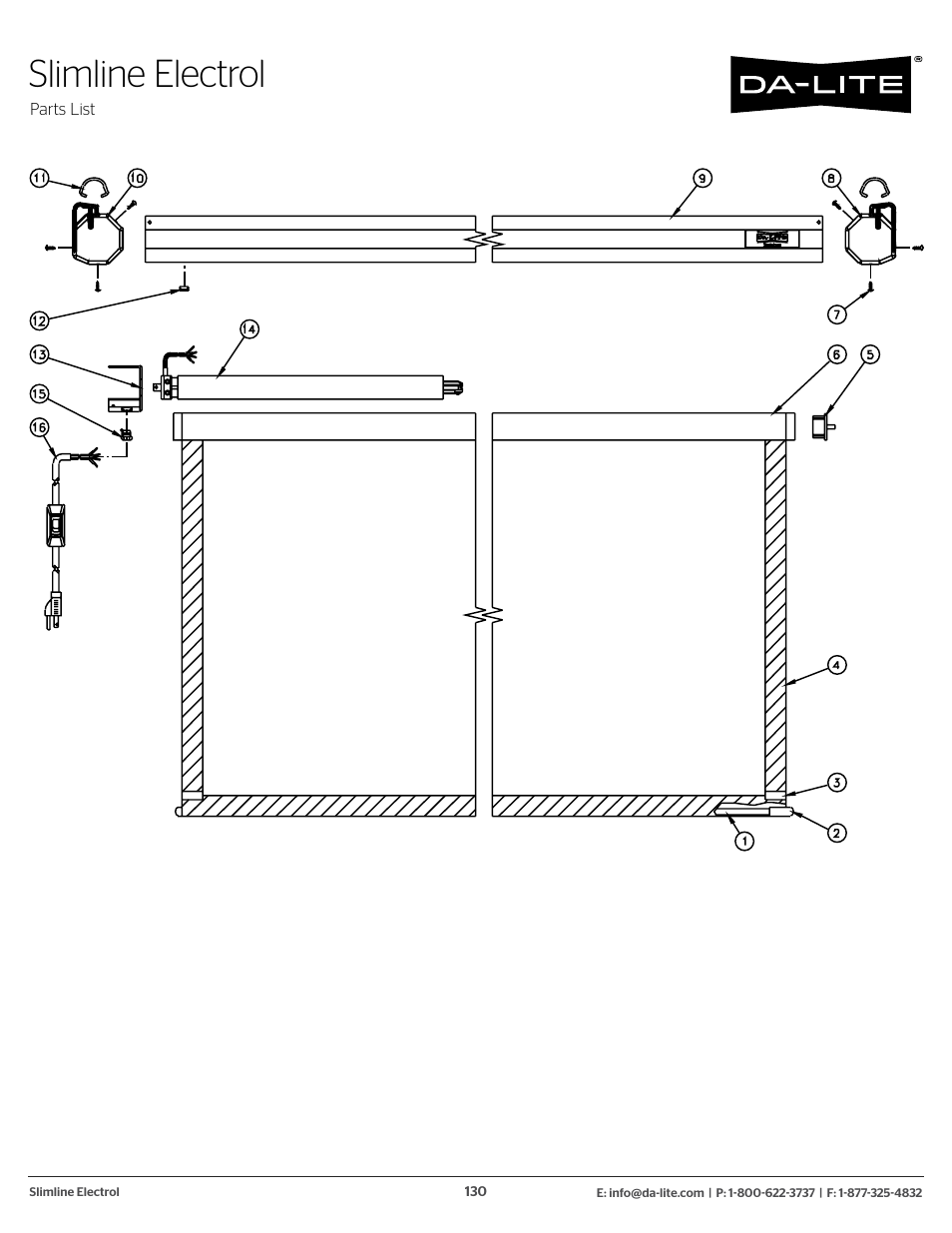 Slimline electrol | Da-Lite 37989KIT Motor Drive Wheel Kit (120 VAC) User Manual | Page 130 / 250