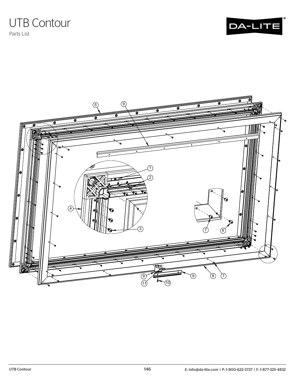 Utb contour | Da-Lite 37989KIT Motor Drive Wheel Kit (120 VAC) User Manual | Page 146 / 250