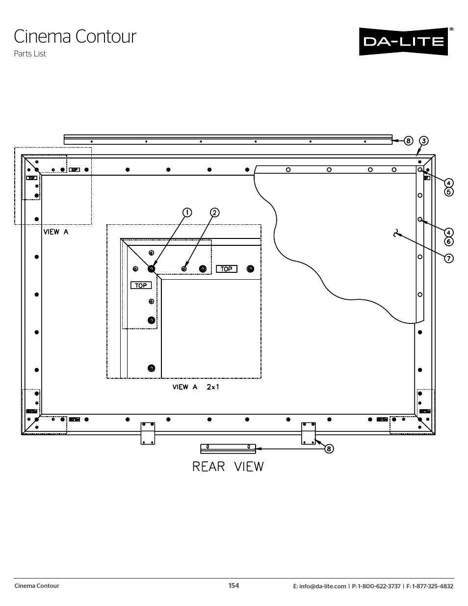 Cinema contour | Da-Lite 37989KIT Motor Drive Wheel Kit (120 VAC) User Manual | Page 154 / 250