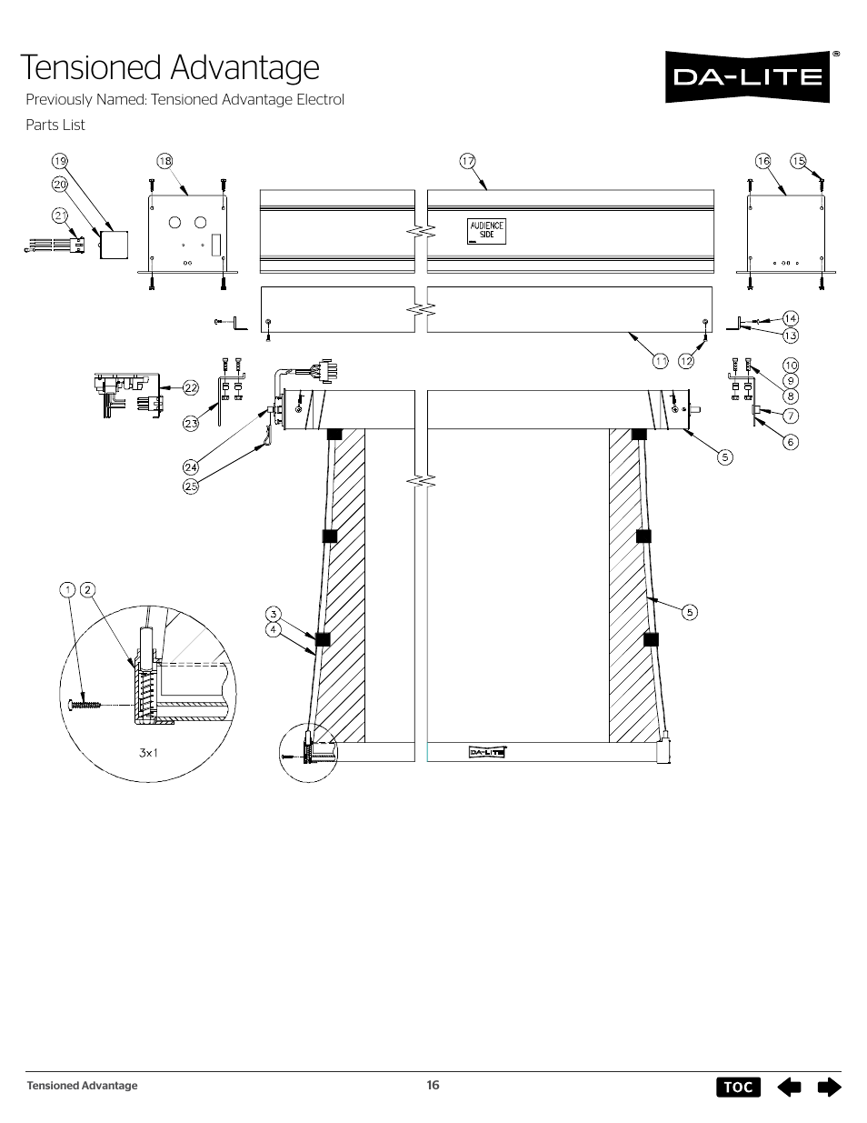 Tensioned advantage, Previously named: tensioned advantage electrol | Da-Lite 37989KIT Motor Drive Wheel Kit (120 VAC) User Manual | Page 16 / 250