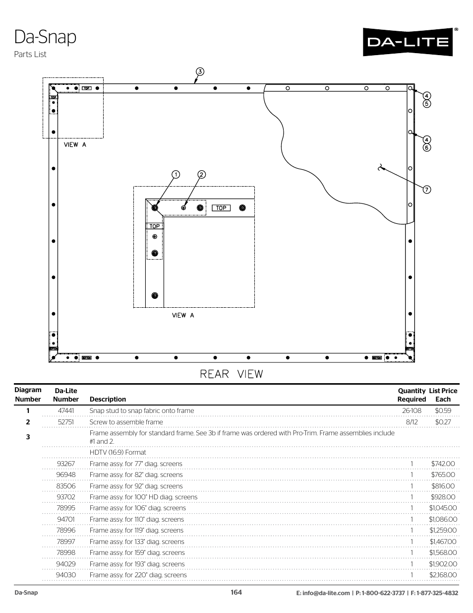 Da-snap | Da-Lite 37989KIT Motor Drive Wheel Kit (120 VAC) User Manual | Page 164 / 250