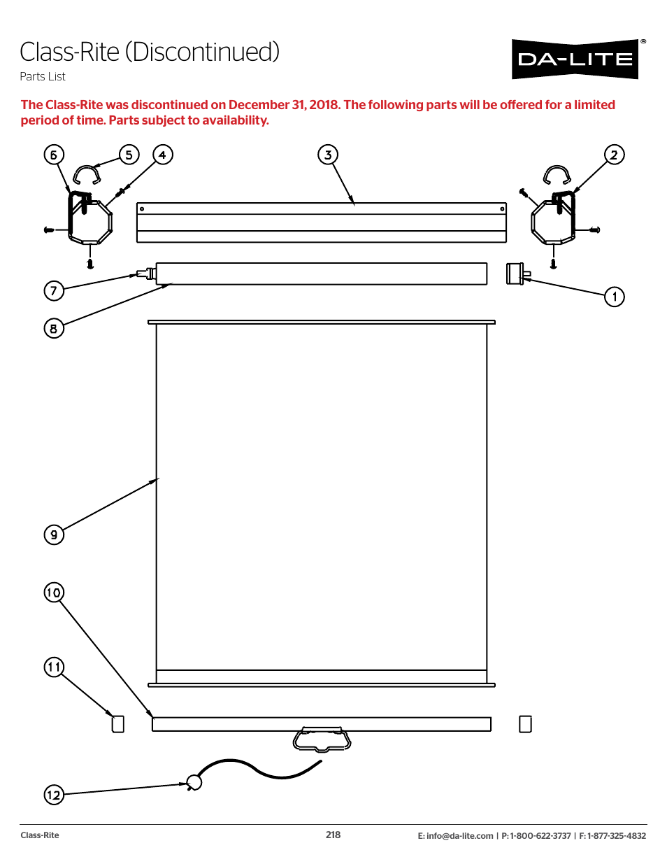 Class-rite (discontinued) | Da-Lite 37989KIT Motor Drive Wheel Kit (120 VAC) User Manual | Page 218 / 250