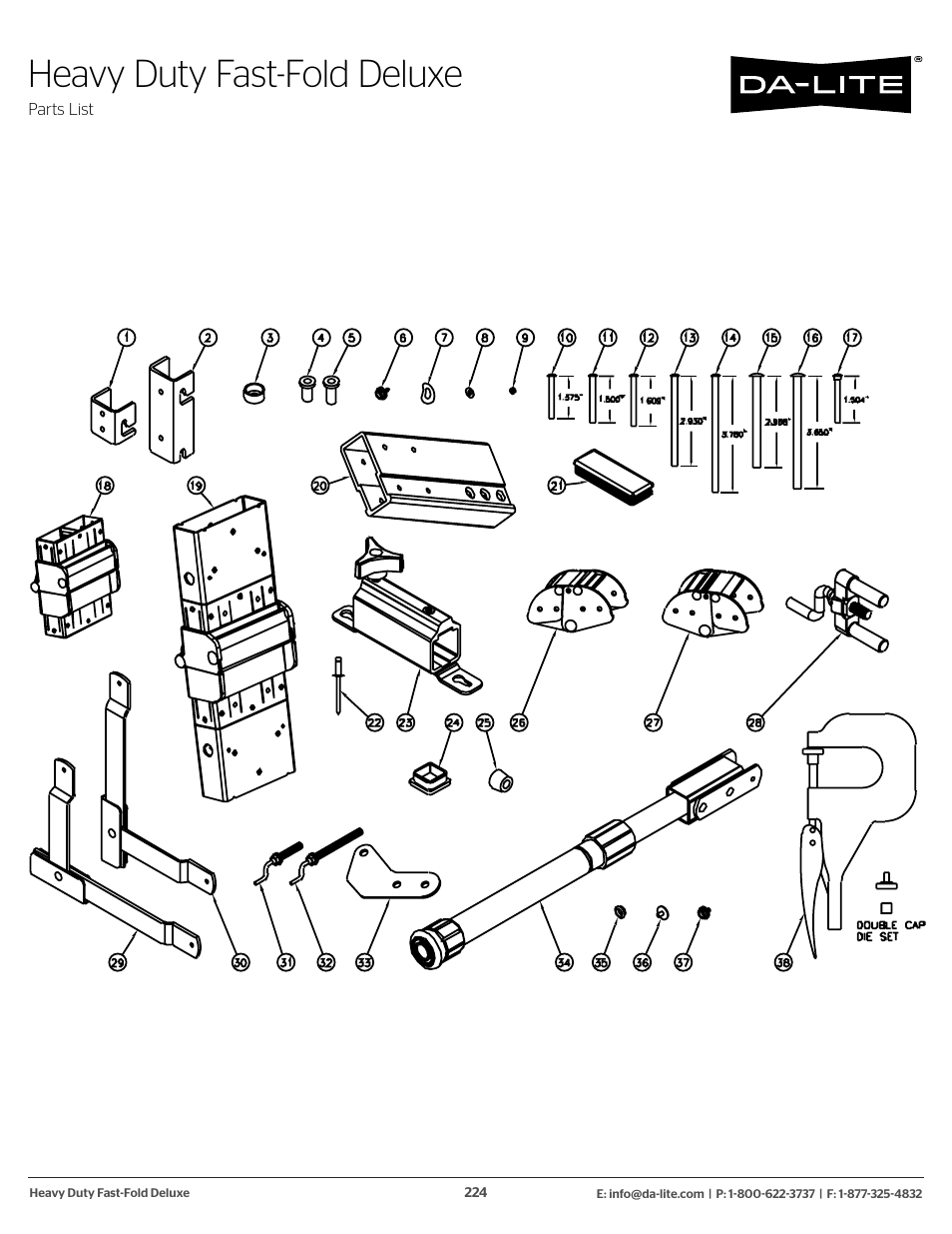 Heavy duty fast-fold deluxe | Da-Lite 37989KIT Motor Drive Wheel Kit (120 VAC) User Manual | Page 224 / 250