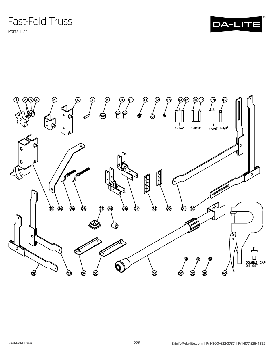 Fast-fold truss | Da-Lite 37989KIT Motor Drive Wheel Kit (120 VAC) User Manual | Page 228 / 250