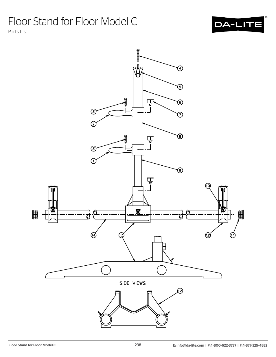 Floor stand for floor model c | Da-Lite 37989KIT Motor Drive Wheel Kit (120 VAC) User Manual | Page 238 / 250