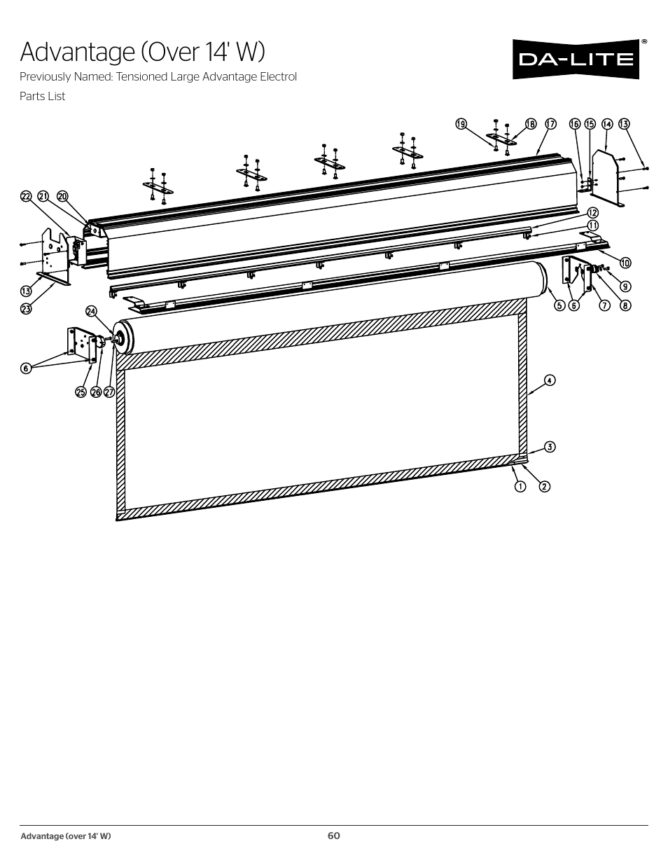 Advantage (over 14' w) | Da-Lite 37989KIT Motor Drive Wheel Kit (120 VAC) User Manual | Page 60 / 250