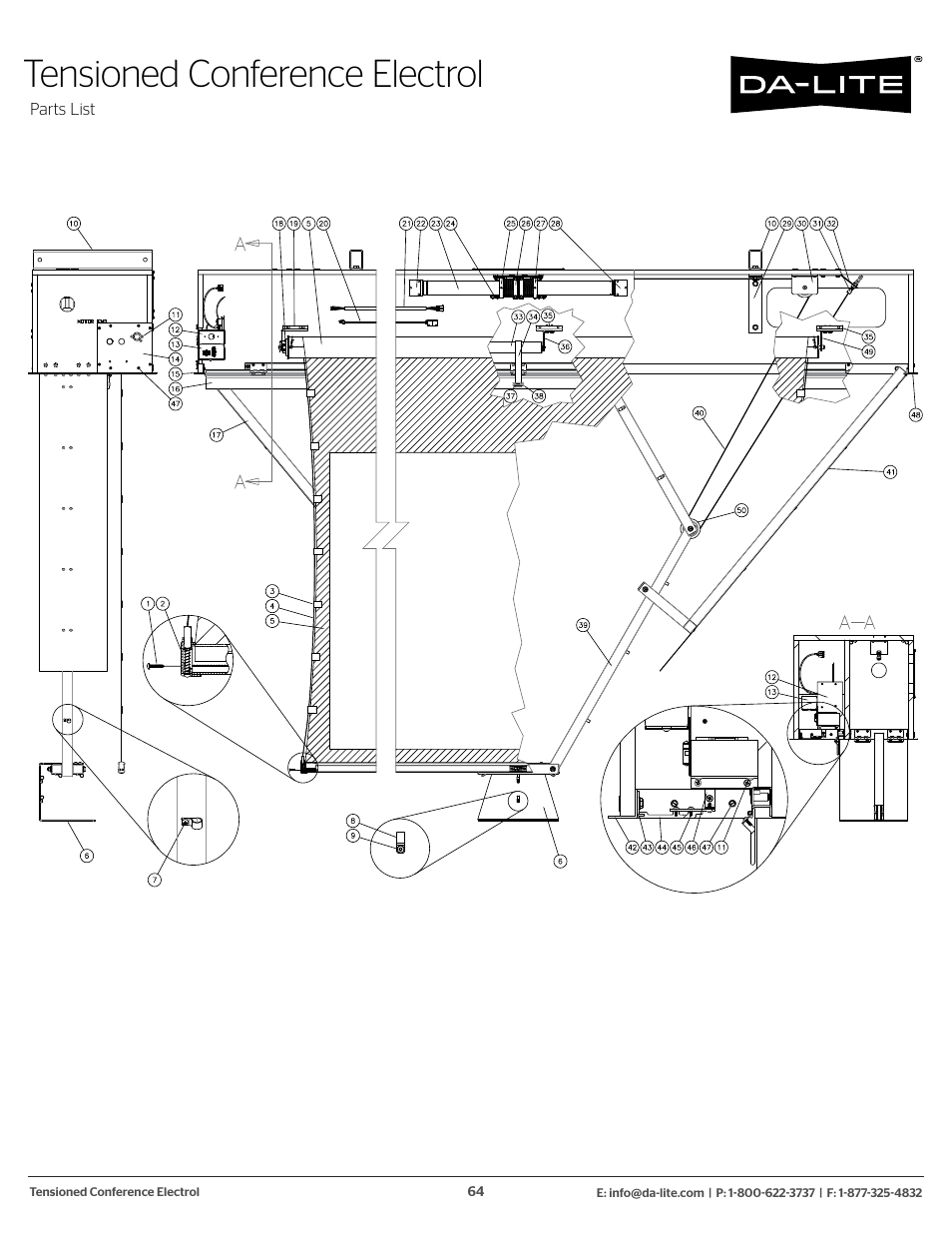 Tensioned conference electrol | Da-Lite 37989KIT Motor Drive Wheel Kit (120 VAC) User Manual | Page 64 / 250