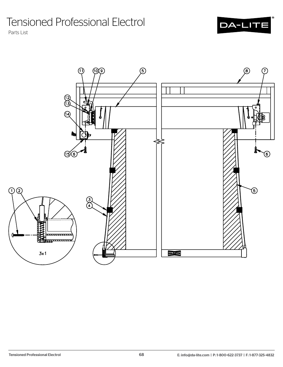 Tensioned professional electrol | Da-Lite 37989KIT Motor Drive Wheel Kit (120 VAC) User Manual | Page 68 / 250