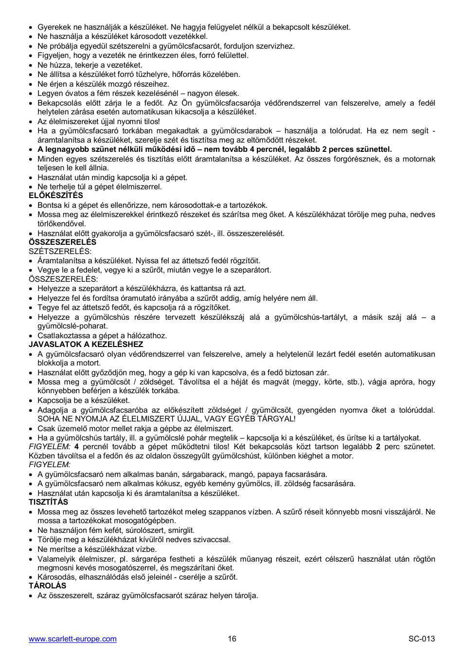 Scarlett SC-013 User Manual | Page 16 / 20