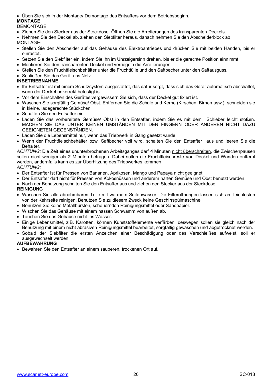 Scarlett SC-013 User Manual | Page 20 / 20
