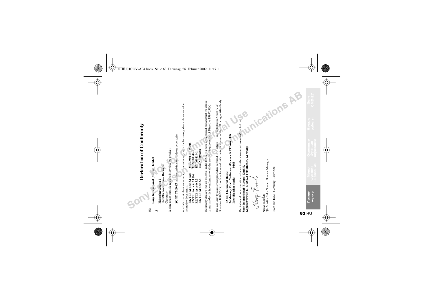 Sony CMD-Z7 User Manual | Page 63 / 68